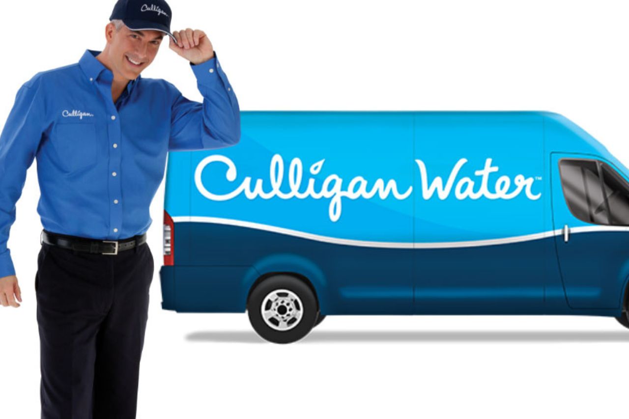 man by culligan water service van