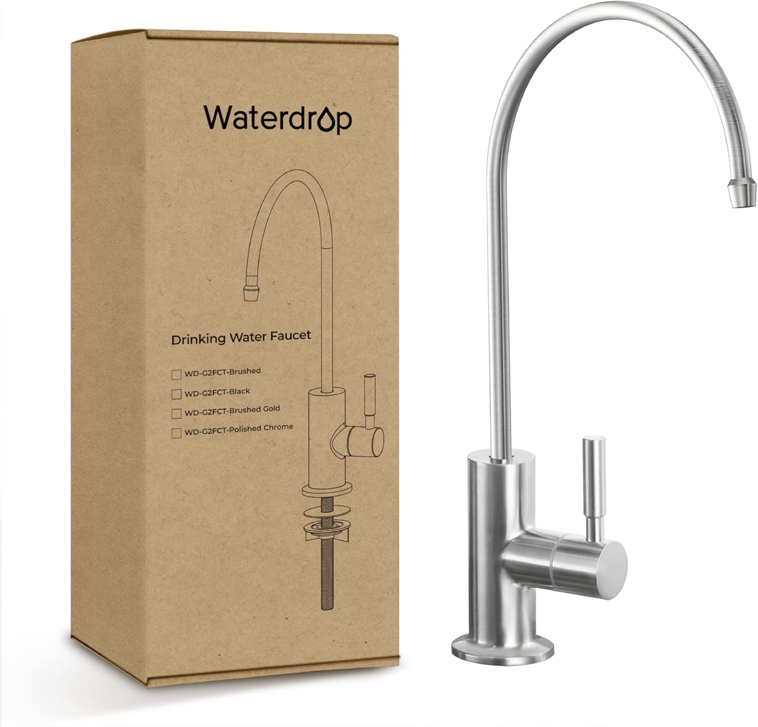 Waterdrop Filtered Water Faucet, Drinking Water Faucet, Reverse Osmosis Faucet, RO Faucet, RO Water Faucet, Water Filter Faucet for Kitchen Sink, Water Dispenser Faucet, Stainless Steel, Lead-Free