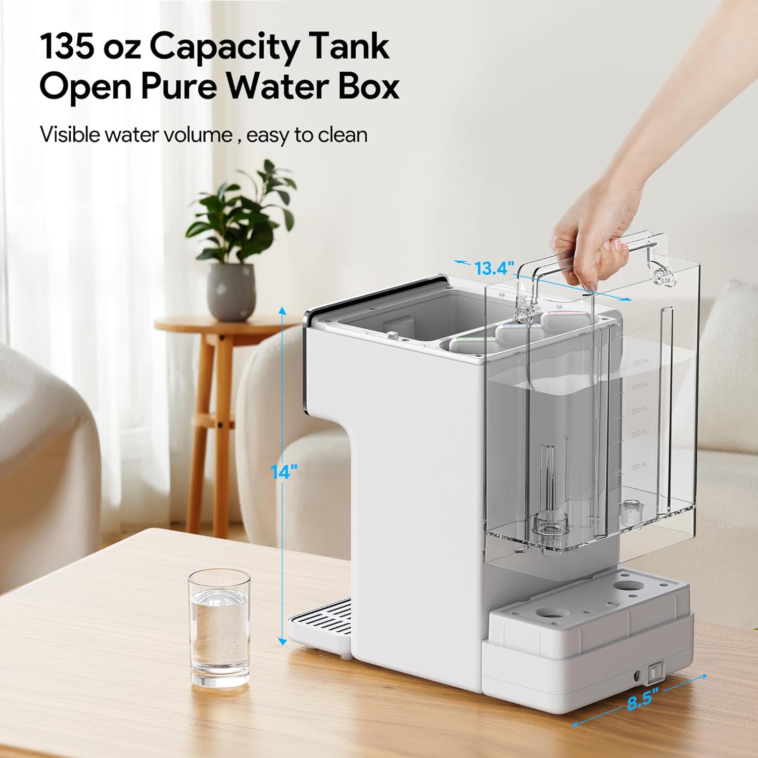 Thereye Countertop Water Filter Reverse Osmosis System, 7 Stage Purification, Instant Heating Portable RO Filtration, BPA Free Water Purifier 2:1 Pure to Drain for Home RV (No Installation Needed)