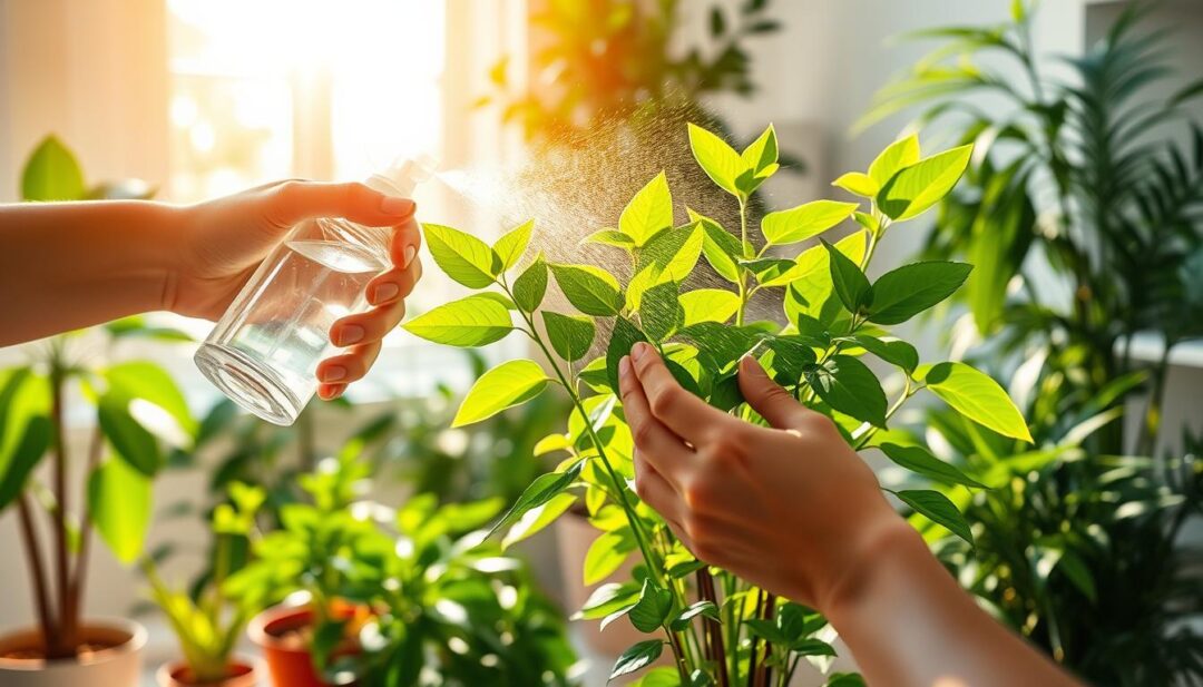 distilled water on a plant