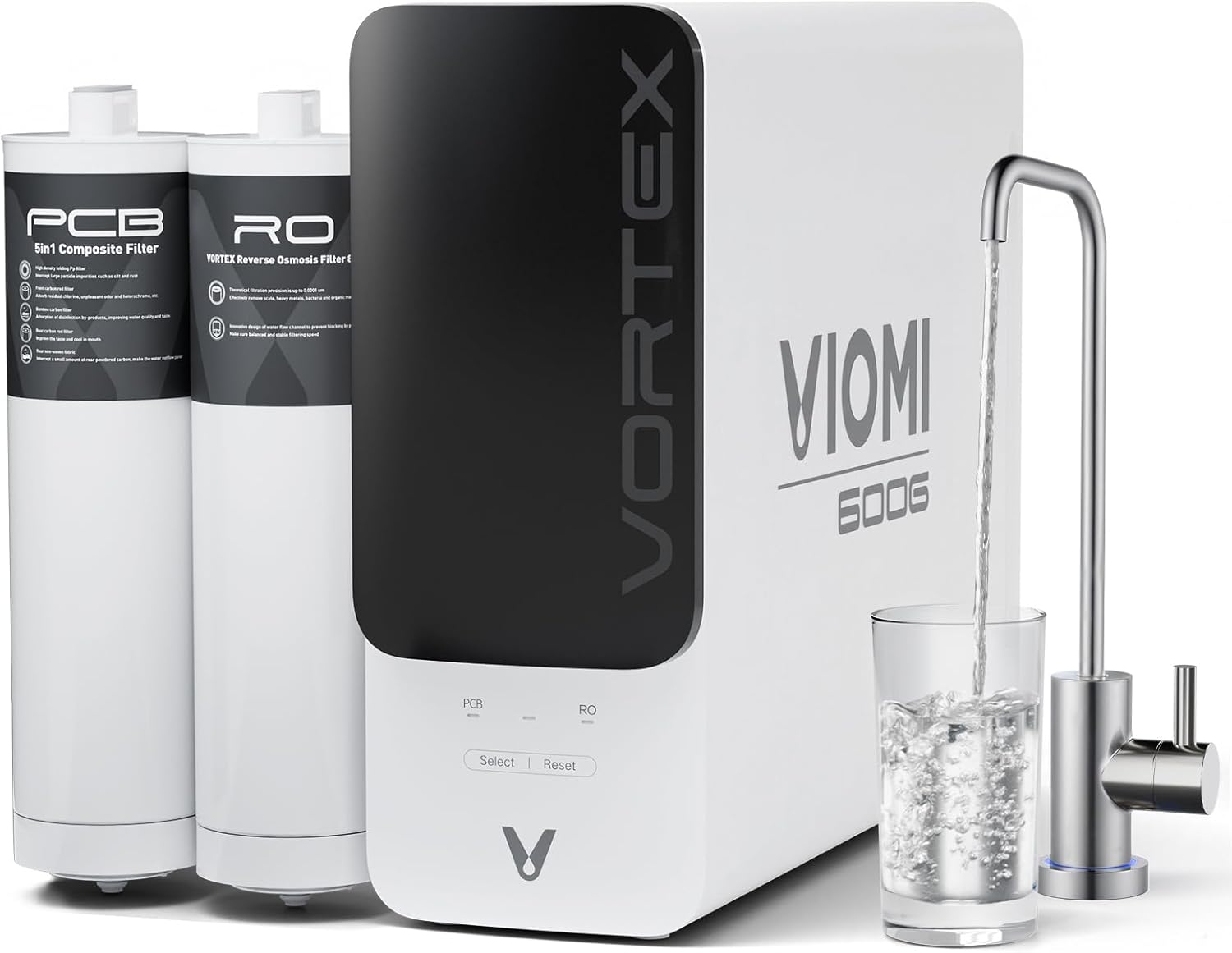 VIOMI® 4-Years RO Water Filtration System, 9 Stage Reverse Osmosis Water Filter, 600GPD, NSF/ANSI 3725342 Certified, 3:1 Tankless Reverse Osmosis System Under Sink with Faucet,TDS PFOSPFOA Reduce