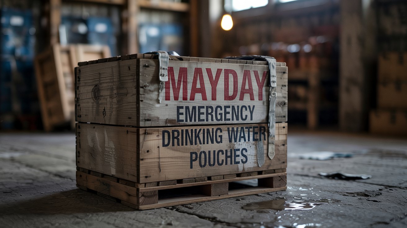 Mayday Pouch Water, Coast Guard Emergency Water, 5-Year Shelf LIfe, Disaster Preparedness Supplies for, Earthquake, Fire, Flood, Leak-Proof Pouches, 4.225 Oz/125Ml 50 Pack