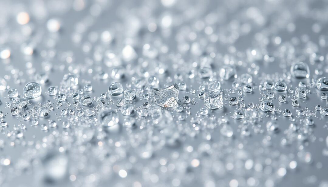 A dramatic close-up of water droplets glistening on a metallic surface, capturing the intricate, crystalline patterns of silica deposits. The droplets refract and distort the background, creating a mesmerizing play of light and texture. The image is shot with a macro lens, emphasizing the microscopic details and the ethereal, almost otherworldly quality of the silica effects. The lighting is soft and diffused, lending a delicate, almost ethereal quality to the scene. The overall mood is one of fascination and wonder, inviting the viewer to explore the intricate, almost alien-like structures formed by this common mineral. A dramatic close-up of water droplets glistening on a metallic surface, capturing the intricate, crystalline patterns of silica deposits. The droplets refract and distort the background, creating a mesmerizing play of light and texture. The image is shot with a macro lens, emphasizing the microscopic details and the ethereal, almost otherworldly quality of the silica effects. The lighting is soft and diffused, lending a delicate, almost ethereal quality to the scene. The overall mood is one of fascination and wonder, inviting the viewer to explore the intricate, almost alien-like structures formed by this common mineral.