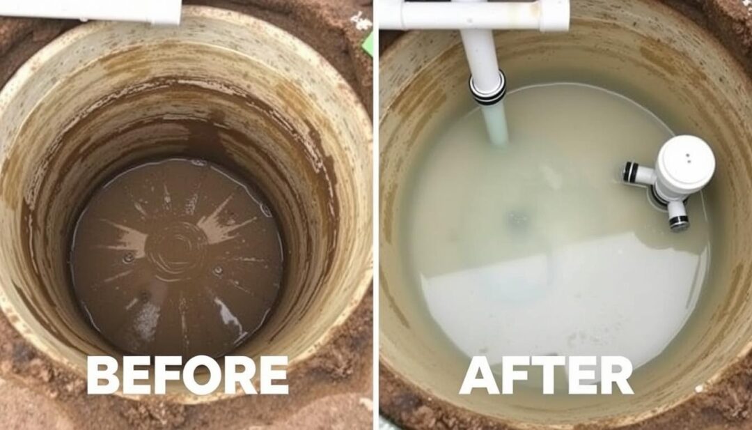 Before and after comparison of a septic system treated with Septifix Before and after comparison of a septic system treated with Septifix