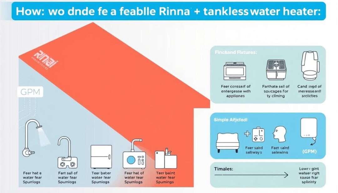 Diagram showing how to calculate the right size Rinnai tankless water heater for your home Diagram showing how to calculate the right size Rinnai tankless water heater for your home