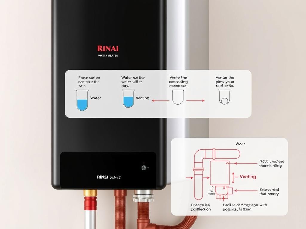 Rinnai SENSEI RX Series condensing tankless water heater with installation diagram Rinnai SENSEI RX Series condensing tankless water heater with installation diagram