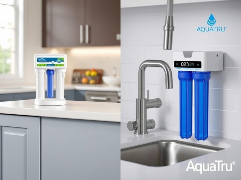 Side-by-side comparison of AquaTru's countertop and under-sink reverse osmosis systems