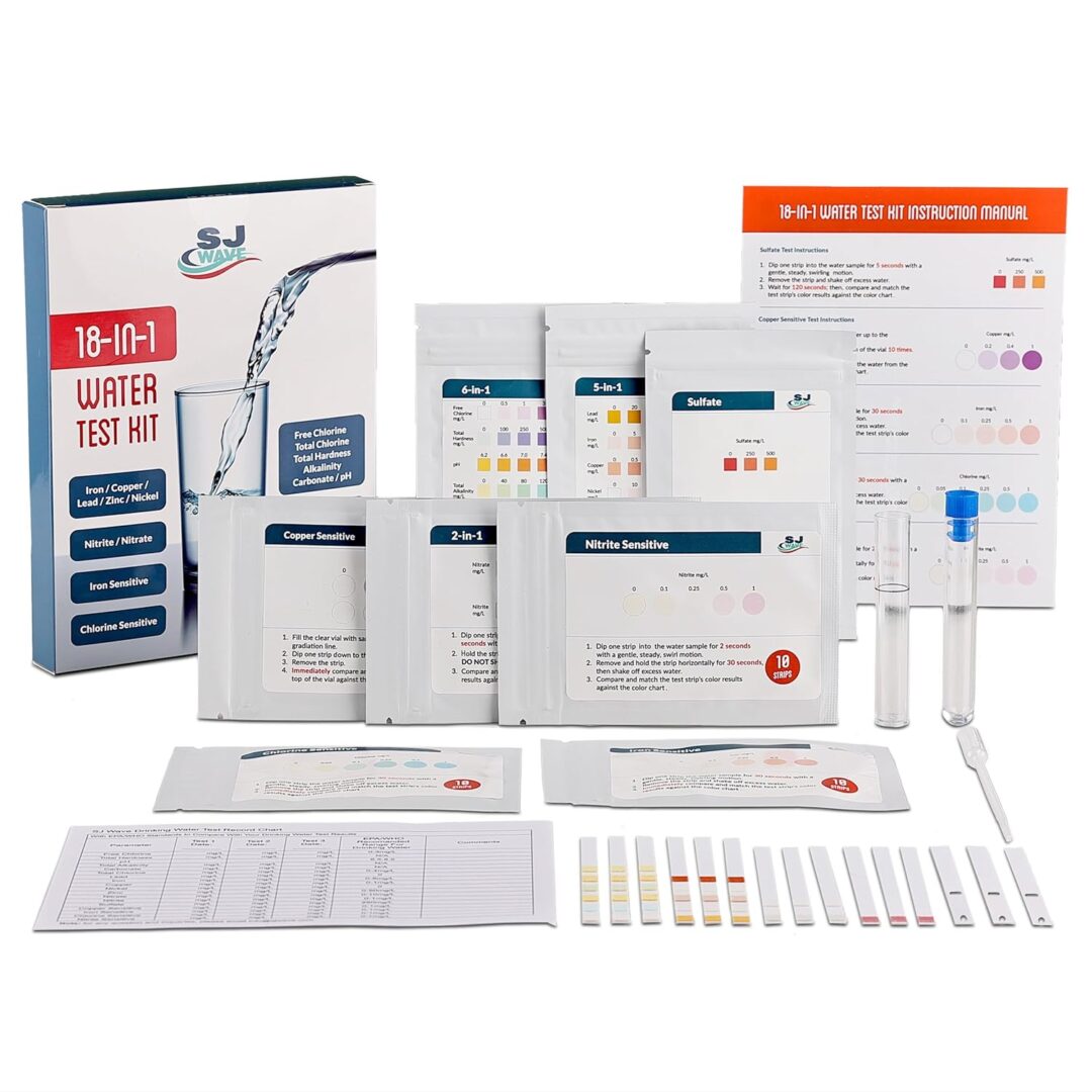 18 in 1 Water Testing Kits for Drinking Water - High Sensitivity Water Test kit Detect 5 Sensitive Tests: Ph, Iron, Lead, & 13 Essential Parameters 18 in 1 Water Testing Kits for Drinking Water - High Sensitivity Water Test kit Detect 5 Sensitive Tests: Ph, Iron, Lead, & 13 Essential Parameters