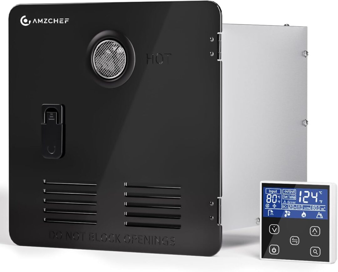 AMZCHEF RV Tankless 65,000BTU Water Heater,CSA Certificated,3.9 GPM Water Heater, with 15 x 15 inches Black Door and Remote Controller,12V,5000FT Endless AMZCHEF RV Tankless 65,000BTU Water Heater,CSA Certificated,3.9 GPM Water Heater, with 15 x 15 inches Black Door and Remote Controller,12V,5000FT Endless