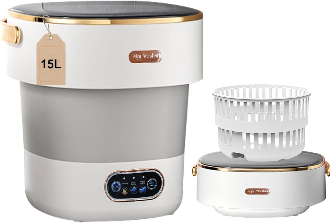 Portable Washing Machine,Mini Washer 15L Upgraded With Spin Basket,Small Clothes Folding Washing Machine Of Underwear, Baby And Small Clothes,Suitable