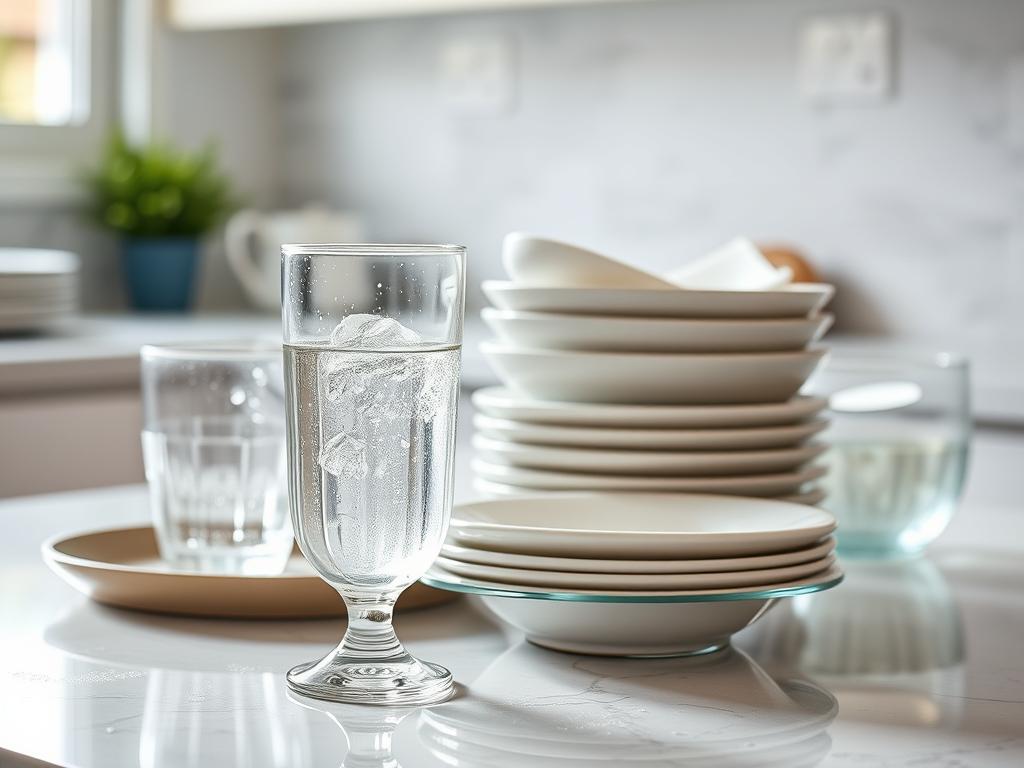 Sparkling clean glassware washed with filtered water Sparkling clean glassware washed with filtered water