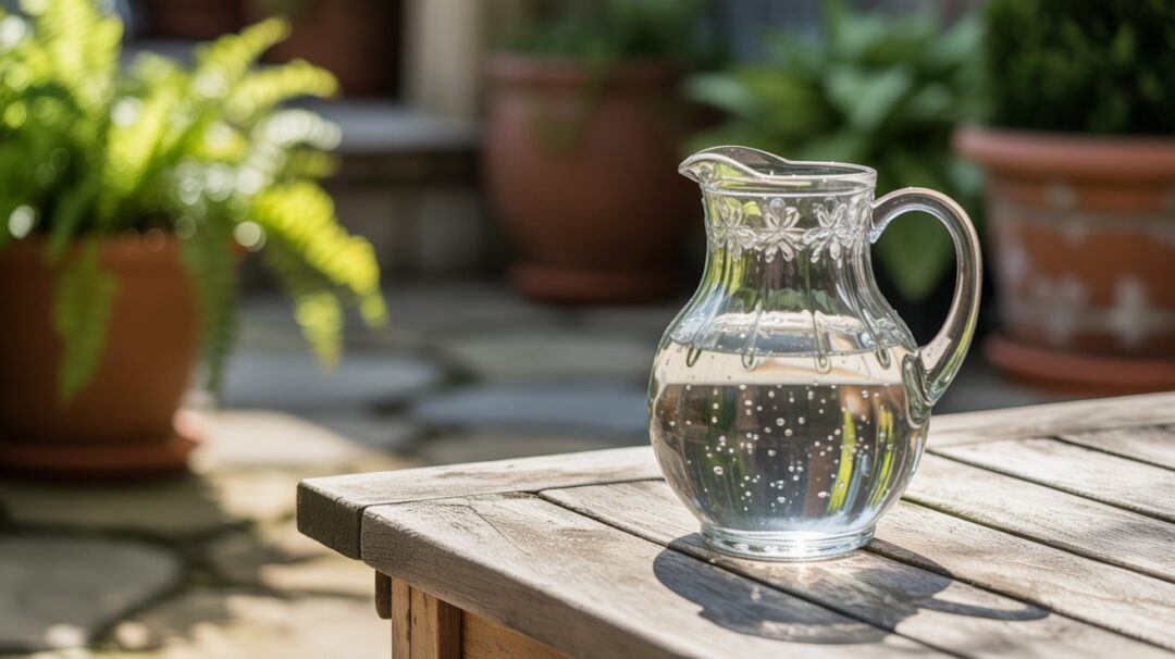 A soft, natural light portrait photograph captures a beautiful woman with long, wavy auburn hair and gentle, kind eyes, wearing a flowing, emerald-green maxi dress. She stands near a kitchen island, gracefully holding a delicate, vintage-style glass filled with sparkling water, her expression serene and contemplative as she looks off to the side. The kitchen features a warm, neutral color palette with exposed wooden beams and subtle, diffused lighting, highlighting the texture of the dress and the woman's features, while “Filtered Sunlight” gently illuminates the scene. A single, vibrant sunflower sits in a ceramic vase on the island, adding a touch of warmth and natural beauty to the peaceful kitchen setting.
