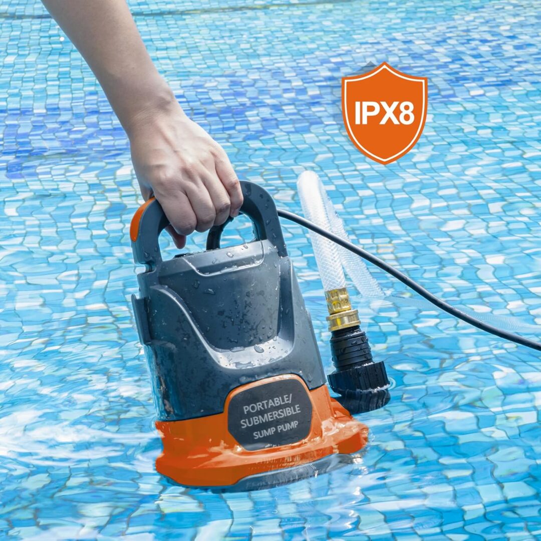 Sump Pump Submersible Water Pump 1HP 4500 GPH Portable Transfer Water Pump Utility Pump for Pool Draining Basement