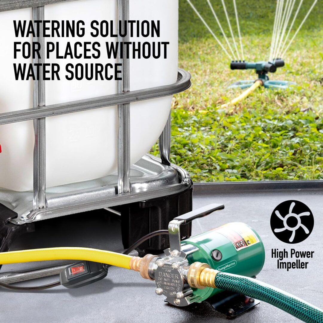 Water Transfer Pump, 115V 330 Gallon Per Hour - Portable Electric Pump with 6 Hose Kit, Remove Water From Pools, Rain Barrel, Aquariums