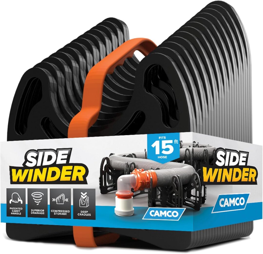 Camco Sidewinder 15-Ft RV Sewer Hose Support - Flexible Telescoping Design for Avoiding Obstacles  Deep Cradles Secure RV Sewer Hose - Out-of-The-Box Ready  Folds for RV Storage (43043)