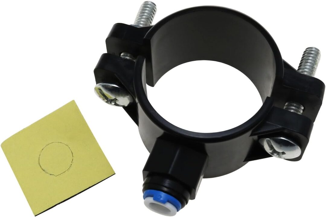 Drain Saddle Valve Clamp Plastic Drain Saddle Valve 1/4 Inch Quick Connect Drain Saddle Valve For RO System Water Filter (Black) 1PCS