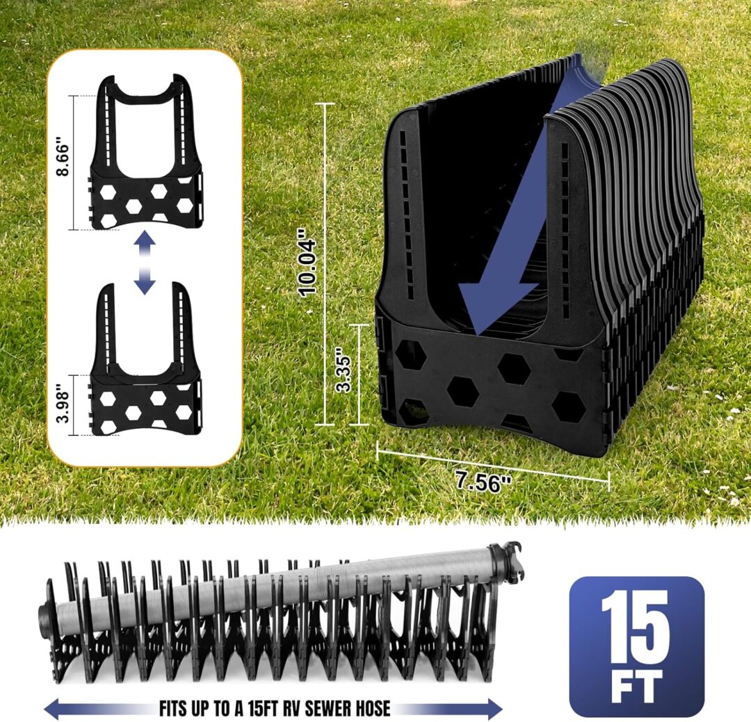 Kohree RV Sewer Hose Support 10FT, Bright Orange Heavy-Duty RV Sewer Support with Adjustable Design for Campers, Easy to Set Up, Help Dumping Quickly and Securely, Comes with Carrying Strap