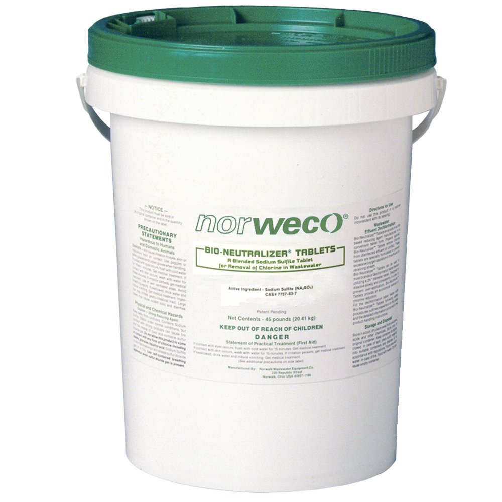 Norweco Bio-Neutralizer Tablets - 45lb - Dechlorination Tablets - 35% Sodium Sulfite Norweco Bio-Neutralizer Tablets - 45lb - Dechlorination Tablets - 35% Sodium Sulfite