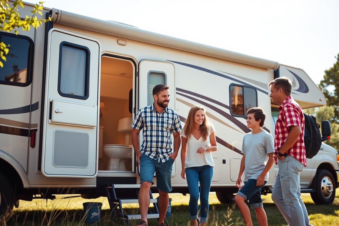 Family using RV bathroom facilities affecting black tank filling rate