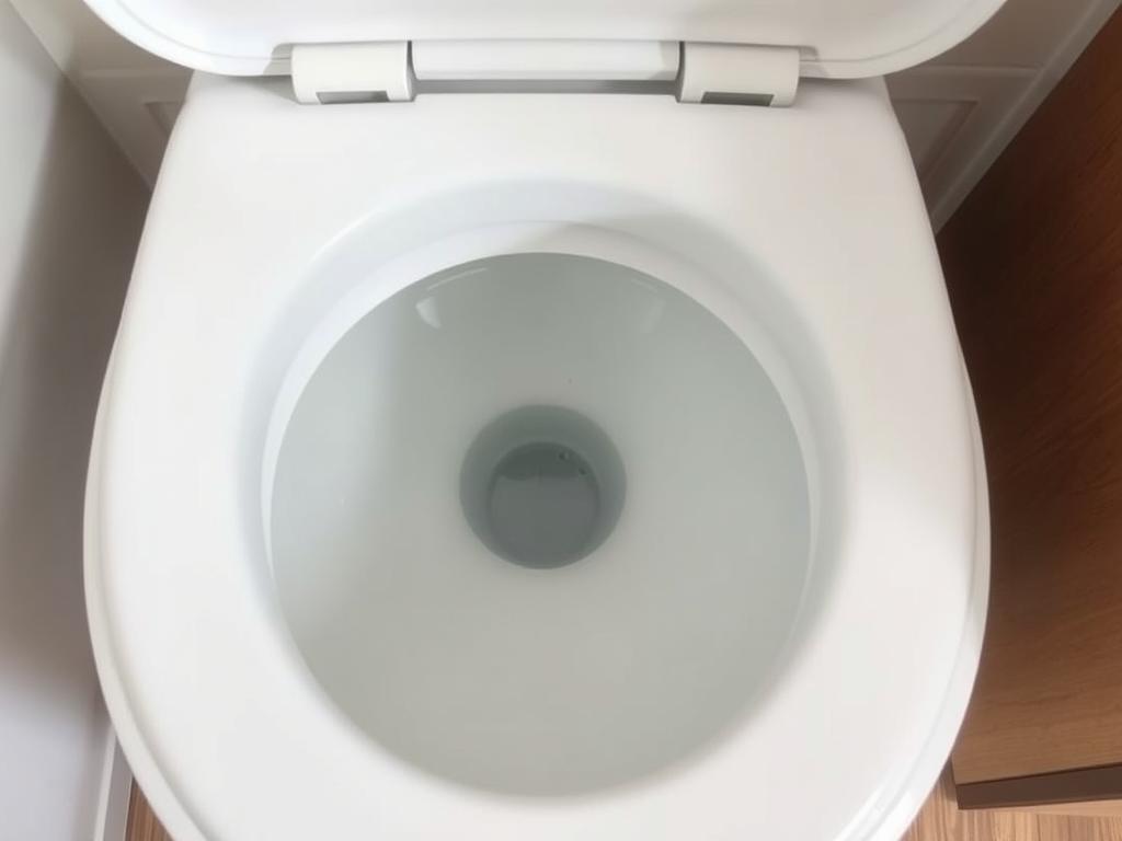 RV toilet with proper amount of water in bowl for effective flushing RV toilet with proper amount of water in bowl for effective flushing